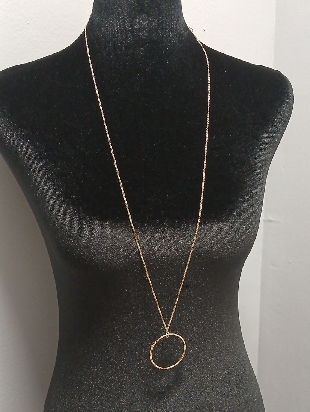 Minimalist Gold Open Circle Pendant Necklace for Women- Long